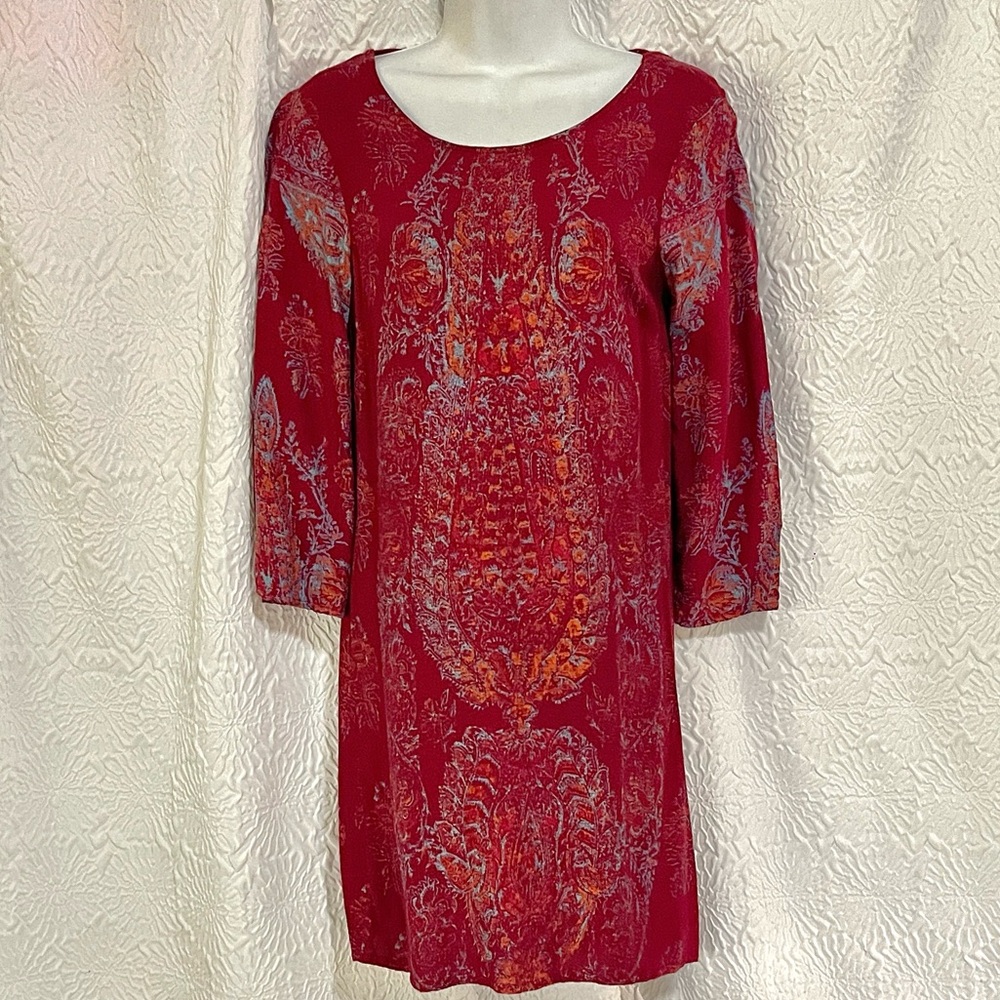 Billabong Burgundy Paisley Long Sleeve Dress